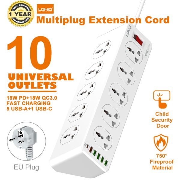 LDNIO SC10610 30W 6-Port USB Charger Power Strip