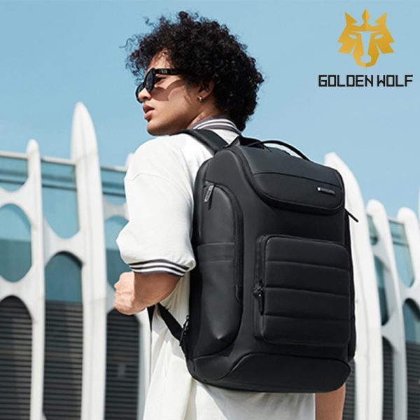 Golden Wolf Travel business Waterproof men Women backpack bag for anti-theft Multifunction 15.6 Inch Laptop Backpack 18L GB00712-Black