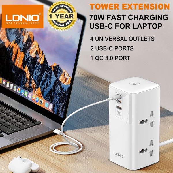 LDNIO SC4383 70W Multifunctional Universal Desktop Power Adapter