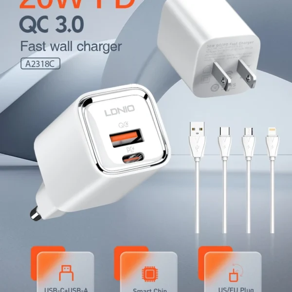 LDNIO A2318C Charger US Plug (White)